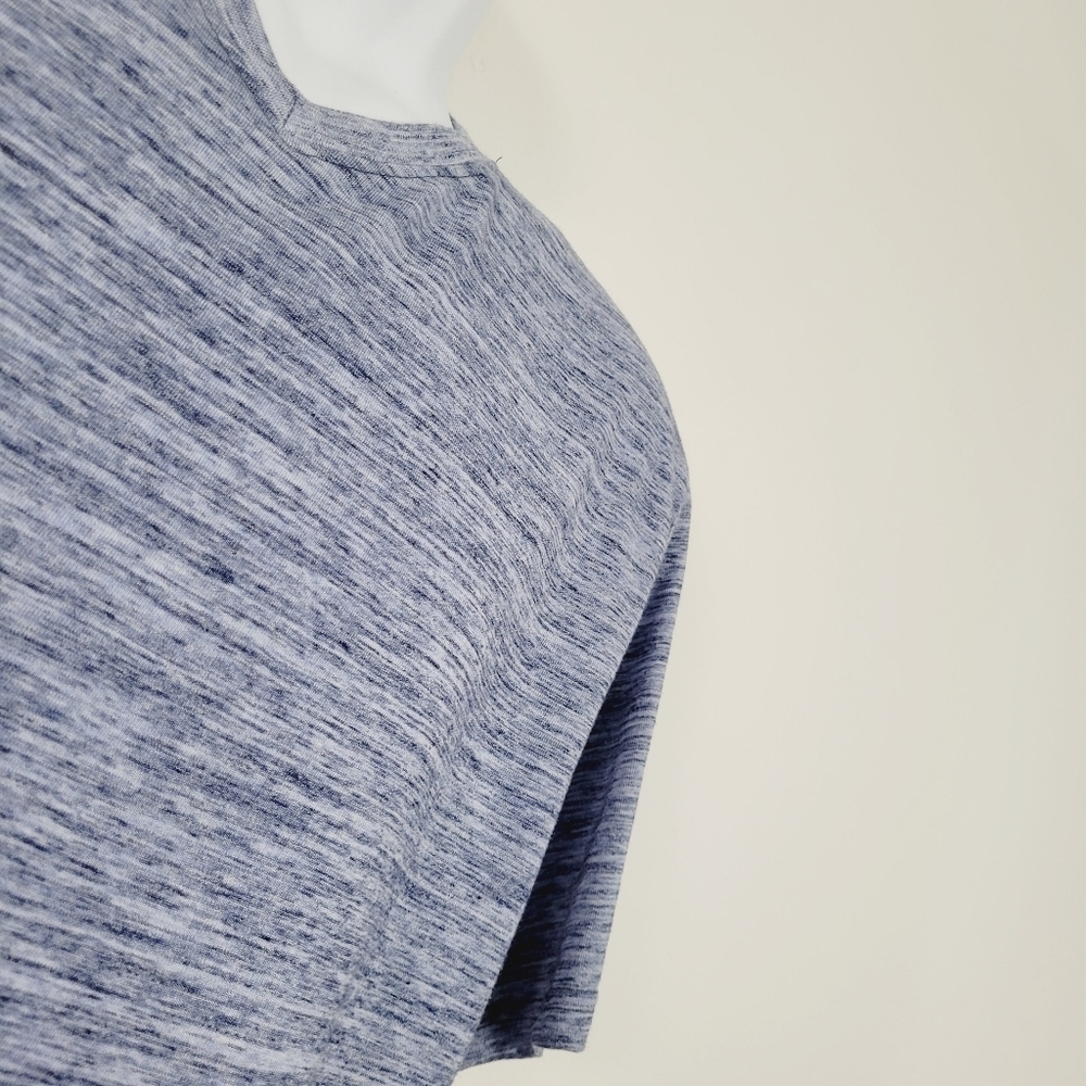 Ferruche Blue Heathered Cotton Blend V Neck‎ T Shirt - Picture 3 of 9